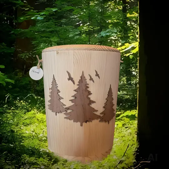 Holz Urne - Tanne- Wald 0